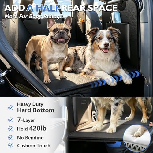 Hard Bottom Dog Car Seat Cover for Back Seat, PU Leather Extender