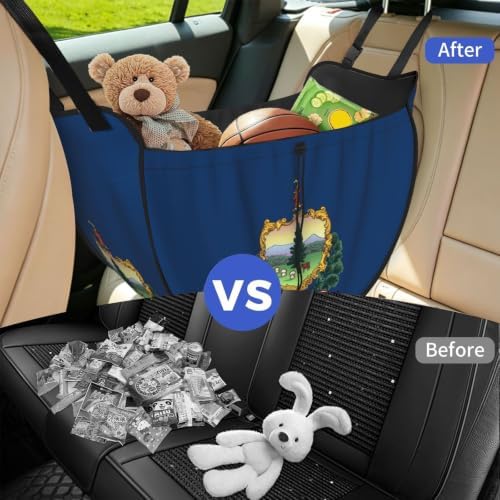 Vermont State Flag Car Seat Organizer-Backseat Storage Bag for Travel | Waterproof Durable. Holds Snacks Gear Essentials. Fits Most Cars.