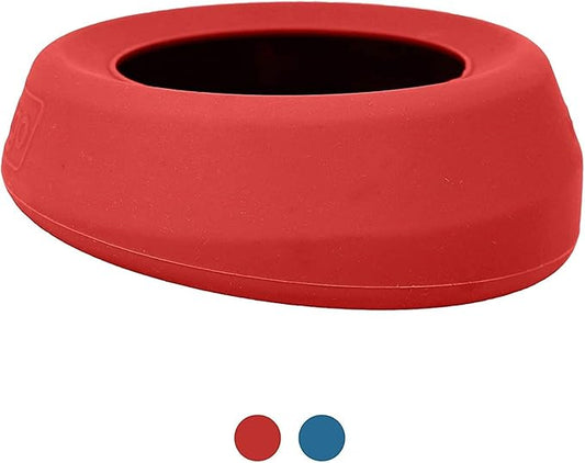 Kurgo Splash Free Wander Dog Water Bowl - Anti-Splash Rim - Travel Friendly - Food Grade Silicone - Compact Wedge Shape - Dishwasher-Safe Bowl - 24 oz - Chili Red