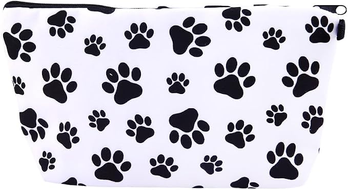 Dog Cat Paw Print Makeup Bag For Pet Lovers Cosmetic Bag for Daughter Son Birthday Christmas Gifts for Friend Travel Toiletry Zipper Pouch Dog Cat Footprint Organizer Bags Travel Accessories