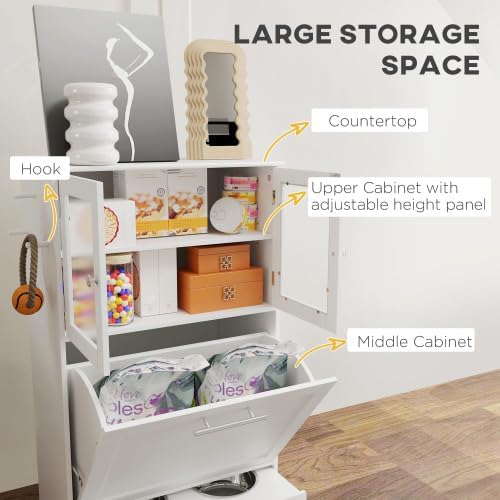 39'' Dog Feeding Station with Storage Cabinet, Wood Pet Storage Cabinet with Raised Bowls, Hidden Feeding Design, Controlled Feed Times
