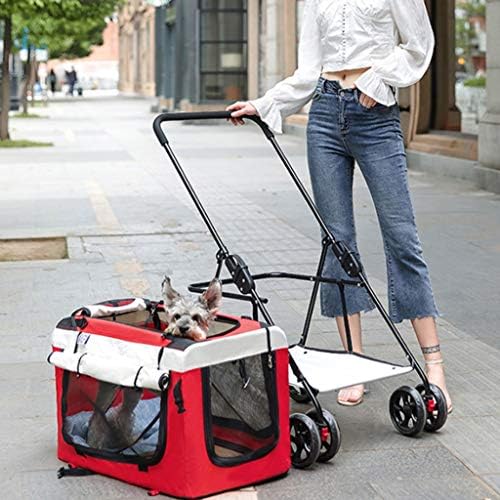 Cat or Dog Crate and Pet Trolley Soft Sided Foldable Easy Fold with Removable Liner for Small Medium Dogs Cats for Travel or Overnights (Red)