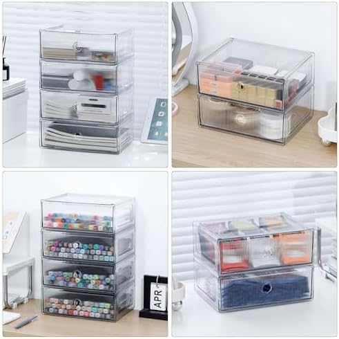 Clear Plastic Desk Organizers, 2 Drawers