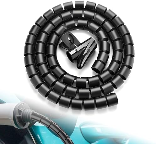 EV Charger Cable Protector, 23FT EV Charger Cord Cover,Wear/UV-Proof,EV Charger Cord Protector Flexible/Pet Resistant/Prevents Tread & Door Squeeze