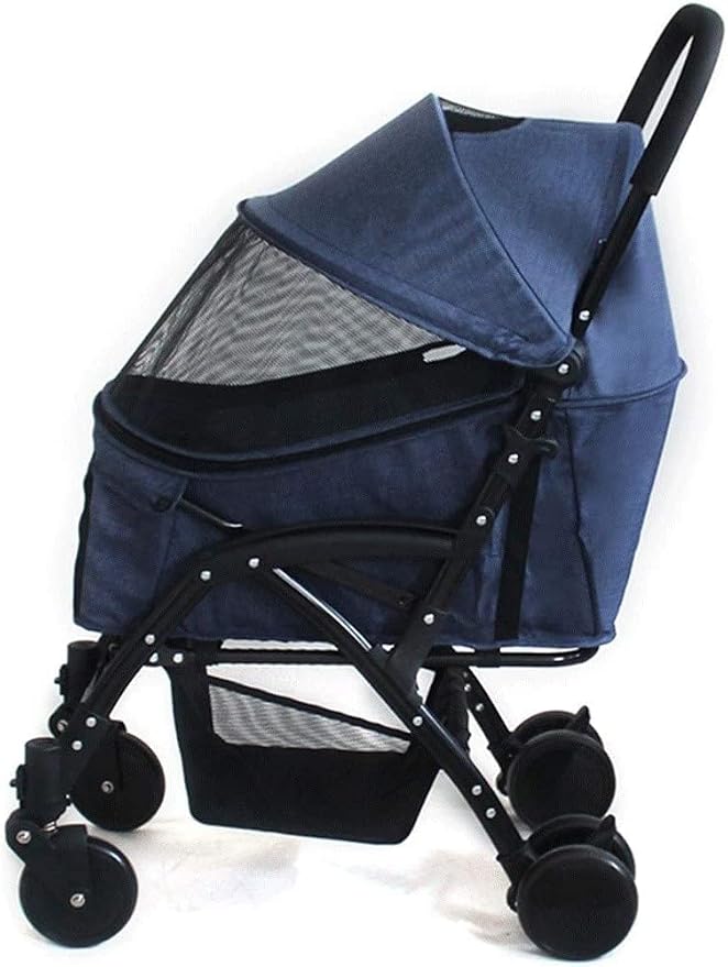 Double Dog Stroller Pet Trolley Cart 4 Wheels Foldable Pram for Cat Dog 360° Rotation Front Wheel Pet Travel Stroller Quick Folding (A) (A)