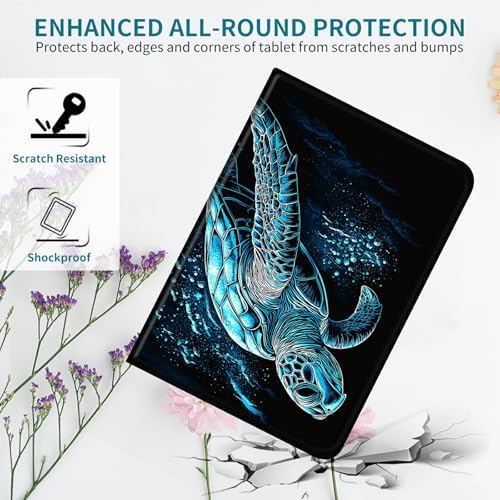 Case for Samsung Galaxy Tab A 8.0" 2017 SM-T380/T385, 360 Degree Rotating Stand with Multi-Angle Vertical & Horizontal Viewing Shockproof Protective Shell for Women Men, Blue Black Turtle