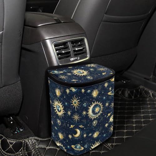 Moon Star Planets Car Trash Hanging Garbage Can/Bag with Lid Portable Waterproof Trash Bag Car Accessories Interior for Sedans, SUVs & Trucks