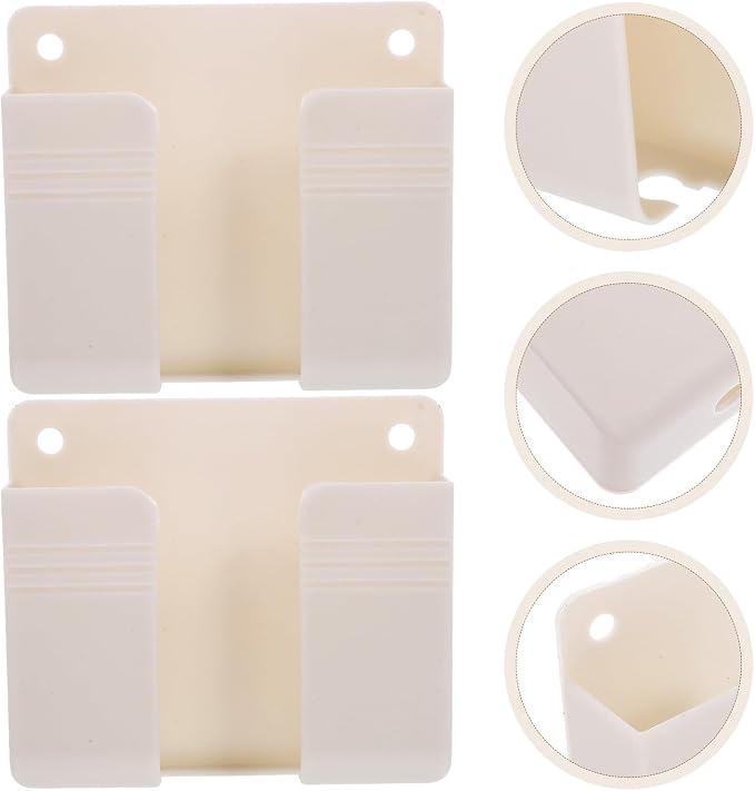 20pcs Wall Mounted Phone Holder with Charging Hole White Stand | Self Adhesive Installation, Bedside and Office Use, Space Saving Storage Shelf for Phone and Remote