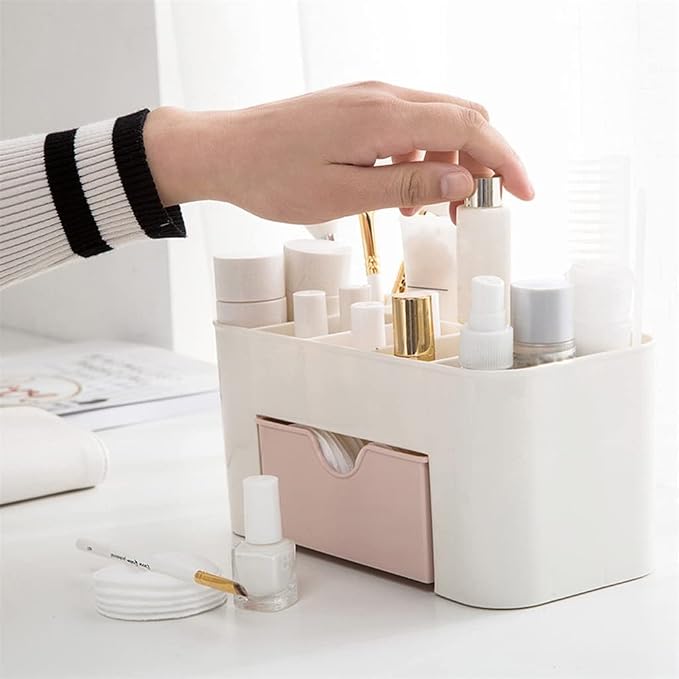 Plastic Cosmetic Storage Box Drawer Storage Box Drawer Divider Cosmetics Jewelry Storage Box Series Household Storage Drawer (Color : Blue) (Gray)