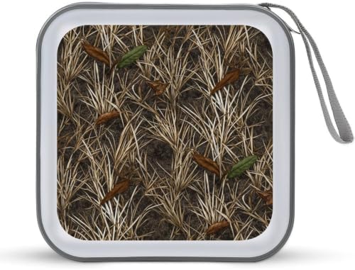40 Capacity CD Case Camo Tree Grass Protective DVD Holder Wallet | Real Camo Tree Grass Disc Storage Organizer Binder, Hand Strap, Zipper Closure for Home Car