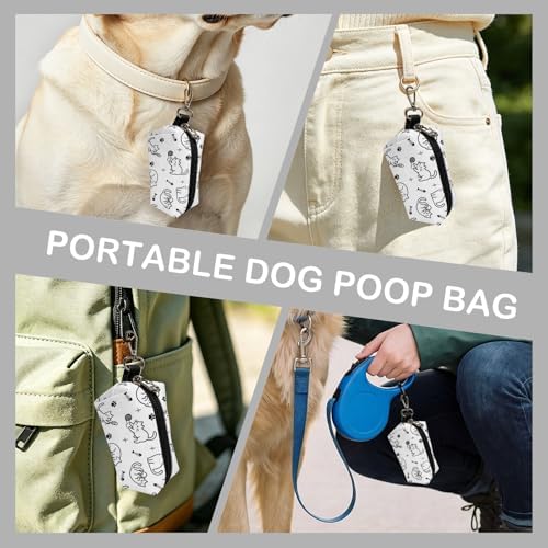 Dog Poop Bag Dispenser for Leash with Zippered - Cat Print