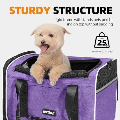 Cat Carrier for Travel, Soft-Sided, Top Loading, Privacy Curtain, to 20 lbs | Medium Pet Carry Bag Anxiety Cat, Vet Visit Car Transport Luggage Sleeve Suitcase Attachable Small Puppy Crate Kennel Purple