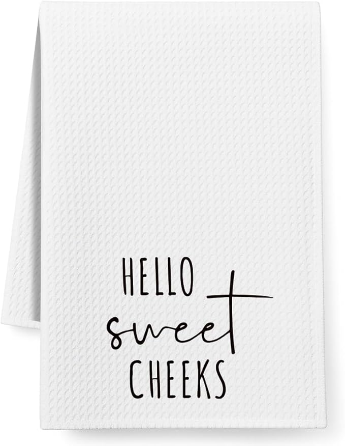 Funny Hand Towels Bathroom Decor Gifts for Women Men Mom Wife Daughter Couples Newlywed,Hello Sweet Cheeks Cute Kitchen Towel Dish Towel,Decorative Hand Towels Gifts for Birthday