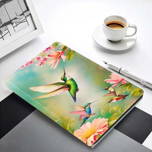 for Samsung Galaxy Tab A 10.1 Tablet Case 2019 Model T510 T515 T517,Premium Leather Folio Stand Auto Wake/Sleep,Multiple Viewing Stand,Hummingbird and Flowers