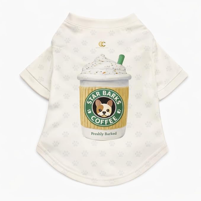 Luxury Designer Dog T Shirt – Trendy Puppy Clothes for Small Dogs, Fashion Pet Tee for French Bulldogs & Chihuahuas, Everything Chic Dog Apparel (StarbarksTee, Large)