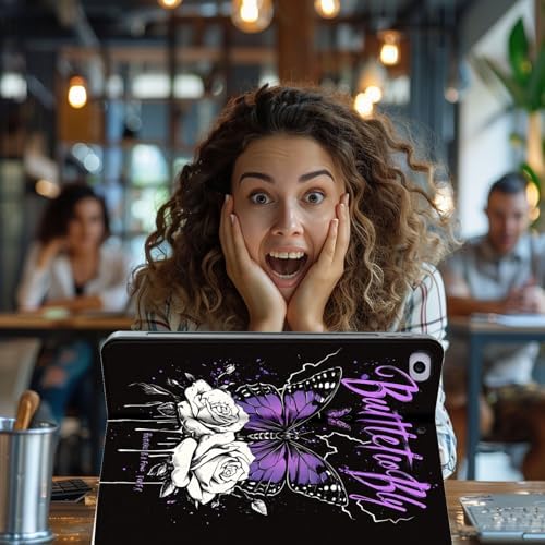 for Microsoft Surface Pro 11/10/9-13" 2024/2022 Tablet Case,Auto Wake/Sleep,Adjustable Stand Protective Cover - Purple Butterfly