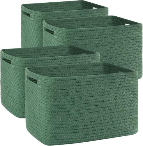 OIAHOMY 4 Pack Storage Baskets for Organizing 15L Cube Storage Bins Green