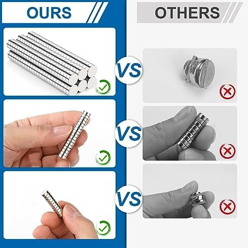 DIYMAG 100Pcs Small Refrigerator Magnets, 8x3mm Round Rare Earth Magnet | Mini Tiny Neodymium Magnets for Crafts, Premium Brushed Nickel Fridge, Office Come with Storage Case