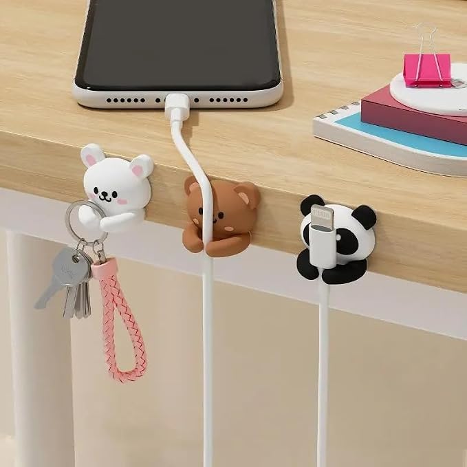 Cute Animal Cable Clips Set, Cable Management Kit, PVC Wire Organizer with Protective Cover, Charging Line Stand for Table and Bedside Management, Multiple Colors!