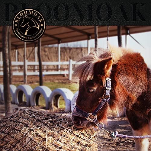 Bloomoak Slow-Feed-Hay-Net for Horses, 40" Hay Net with 2" Hole for Horse and Goat, Handwoven Hay Net, Heavy Duty PE,Easy Fill with Rings（2PCS