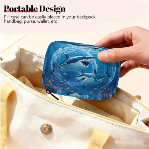 Travel Pill Organizer Underwater Shark Small Pill Case