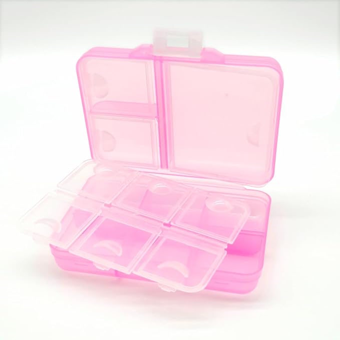 Airtight Pill Organizer Box, Large Size Daily Medicine Dispenser | Home Travel Essential Supplement Holder Pill Reminder, Portable Weekly Vitamin Fish Oil 9 Compartment Capsule Container, Pink
