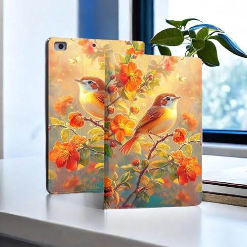 for Microsoft Surface Pro X/Pro X Plus-13 2019/2020/2021/2024 Tablet Case,Auto Wake/Sleep,Adjustable Stand Protective Cover - Bird and Flower Pattern
