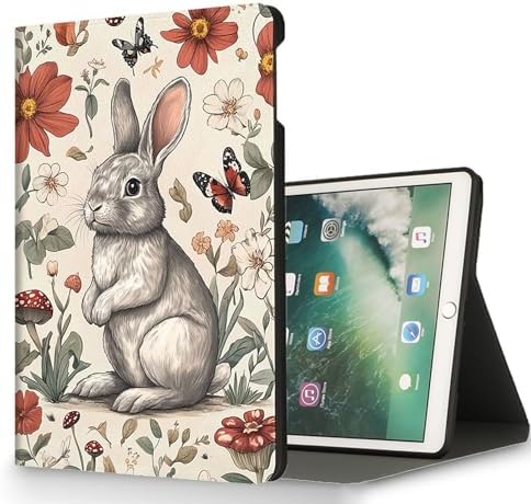 for Microsoft Surface Pro 11/10/9-13" 2024/2022 Tablet Case,Auto Wake/Sleep,Adjustable Stand Protective Cover - Cute Rabbit Flower