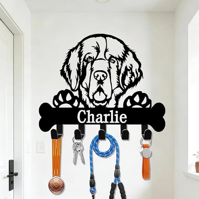 Personalized Clumber Spaniel Dog Leash Holder, Collar Organizer | Key Holder Wall Mount, Dog Lover Gifts, Metal Decor, House Warming Gifts New Home, Dog Leash Holder for Wall