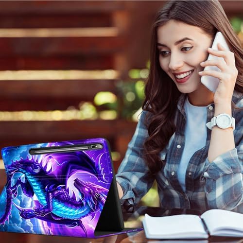 for Samsung Galaxy Tab S6 Lite 10.4 Inch 2024/2022/2020 Case | Slim Leather Smart Cover with Multi-Angle Anti-Slip Stand [Auto Wake/Sleep] Shell for Women Men, Galaxy Purple Dragon