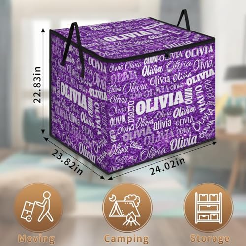 Personalized Extra Storage Bins with Lid, Customized Name Jumbo Storage Basket Rectangle Clothes Organizer for Organizing Kids and Pets Toys Shelf Closet, Bright Sequins Glittering