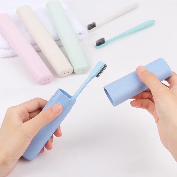 Hooqict 4 Pack Travel Toothbrush Case Portable Travel Toothbrush Holder Plastic Toothbrush Container Protector Cover Case for Traveling, Bathroom, Camping, Home, School, Business