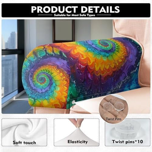Couch Arm Covers for Sofa Fancy Floral Arm Rest Cover Washable Armchair Slipcovers for Recliner Soft Brushed Spandex Couch Covers for Home Daily