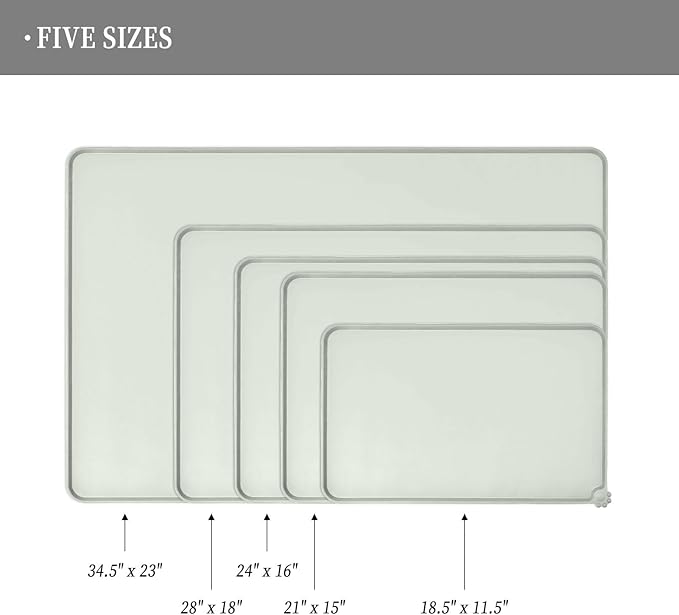 Reopet Waterproof Pet Feeding Mat, Non-Slip Silicone Placemats for Dog Cat Food and Water Bowl, High Raised Edges to Prevent Spills and Protect Floors