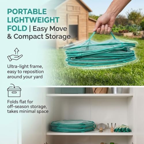 Foldable Chicken Run Tunnel, 120in Portable Poultry Enclosure, Outdoor Coop Extension for Yard, Tool-Free Setup(Light Green)