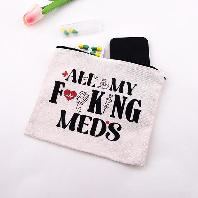 Medicine Storage Organizer Pouch Bag Travel Medication Bag Funny Pharmacist Gifts Physician Assistant Make Up Bags Family Nurse Practitioner Day Gifts for Women Men Cosmetic and Pill Bags Doctor Pouch