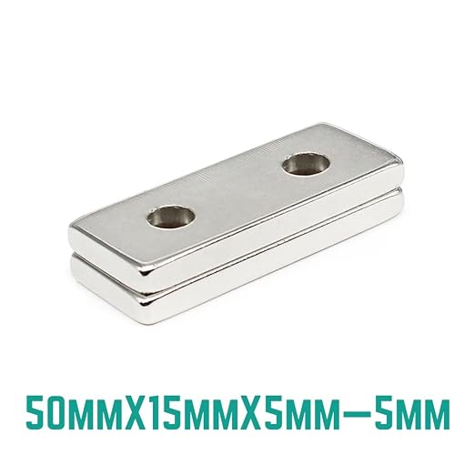 1/2/5/10/20PCS 50x15x5-5mm Long Strip Block Neodymium Holes 5mm Countersunk Quadrate Permanent NdFeB 50 * 15 * 5-5 m Magnets(1PCS)
