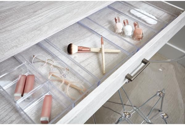 iDesign Clear Drawer Organizer | Plastic Tray, Makeup Storage, Bathroom Vanity, Dresser or Desk