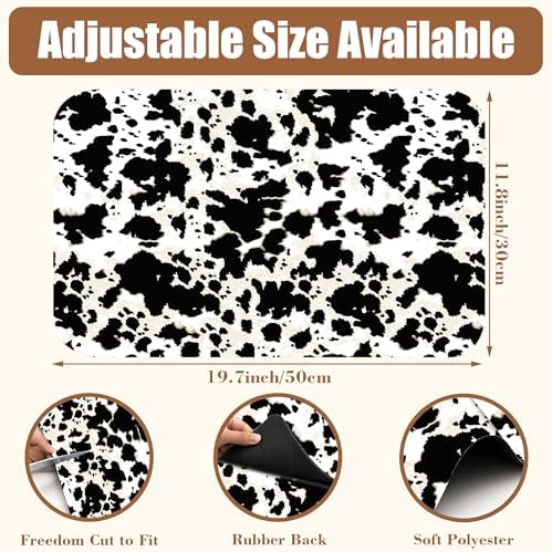 Dish Drying Mat Cow Print Coffee Bar Mat for Countertop Absorbent Hide Stain Rubber Backed Dish Drainer Rack Pad Espresso Machine Dining Room Decoration 11.8 x 19.7 Inch