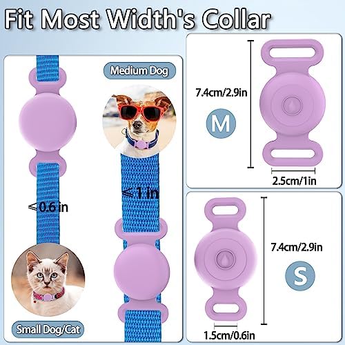 Waterproof Dog Collar with Airtag (1st & 2nd Gen) Holder, 1 Pack | Lightweight Silicone Hidden AirTag Holder for Dog Collar, Anti-Lost AirTag Case for Pet Cat Dog (Purple)