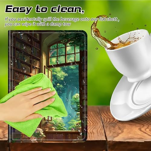 Universal Case for T-Mobile Revvl Tab 2 10.1" Model:9185W 2025/Revvl Tab 5G 10.36" 2023, 360 Degree Rotating Kickstand Protective Stand Leather Shell Cover for 9"-10.5", Library Window