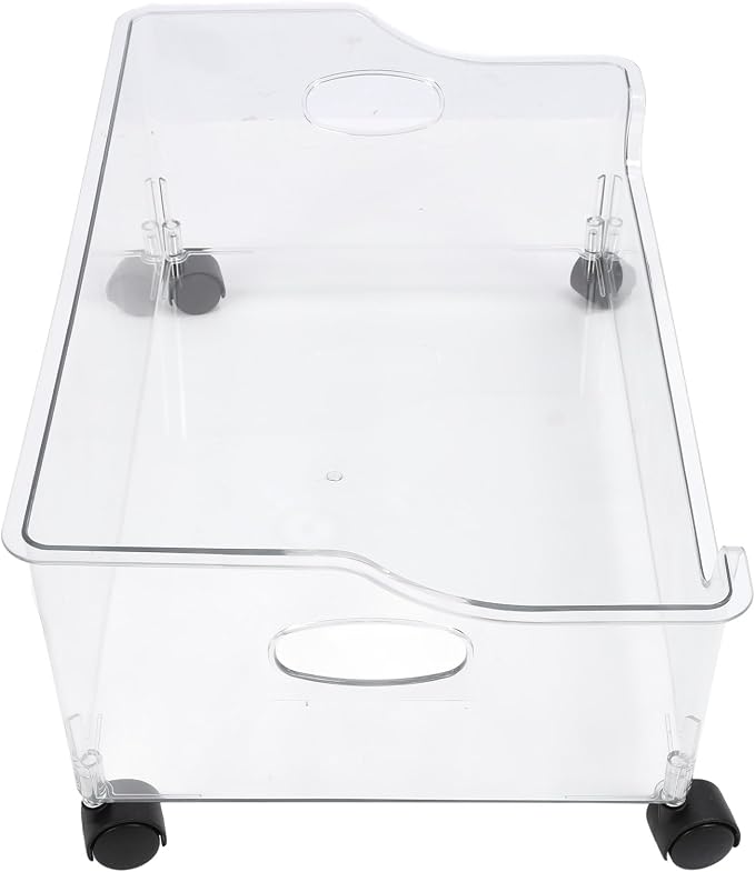 Fdit Large Transparent Storage Basket with Wheel for Books with Snacks, Under Bed Organizer for Home Vehicle, PET Material (1pcs per pack)