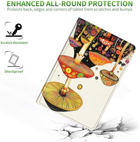 Case for Samsung Galaxy Tab A8 10.5" 2022 Model (SM-X200/X205/X207) | Slim Leather Smart Cover with Multi-Angle Anti-Slip Stand [Auto Wake/Sleep] Shell for Women Men - Mushroom Painting