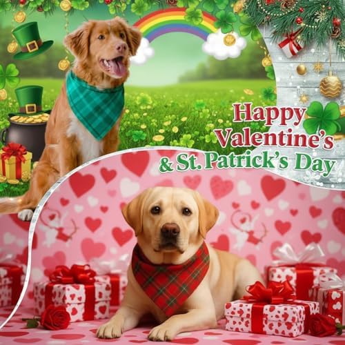 Abbylike 50 Pcs Christmas Plaid Dog Bandanas Bulk Red and Green Gingham Bandanas for Dogs Triangle Kerchief Bib Scarf for Pet Xmas Party Costume Photo Props Accessories, 25 Styles(31.5 x 21.7 x 21.7)