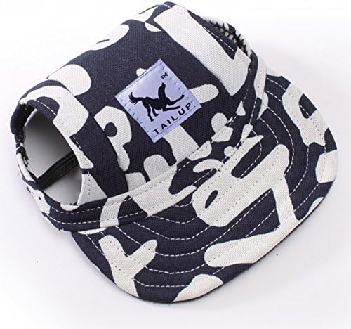 Leconpet Baseball Caps Hats with Neck Strap Adjustable Comfortable Ear Holes for Small Medium and Large Dogs in Outdoor Sun Protection (XL, Blue Letters)