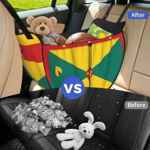 Flag of Grenada Car Seat Organizer-Backseat Storage Bag for Travel | Waterproof Durable. Holds Snacks Gear Essentials. Fits Most Cars.