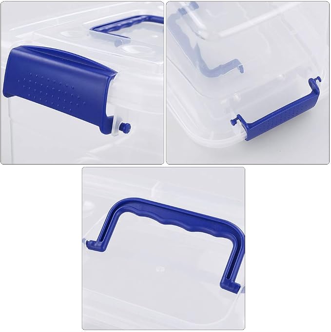 6-Pack Clear Storage Box 6 Quart, Plastic Storage Latch Bins | Stackable Organizer Totes with Handle, Ideal for Pantry, Closet, Craft, Toys, Office Storage