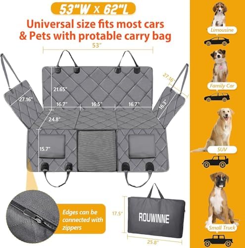 Hard Bottom Dog Car Seat Cover for Back Seat, Backseat Extender