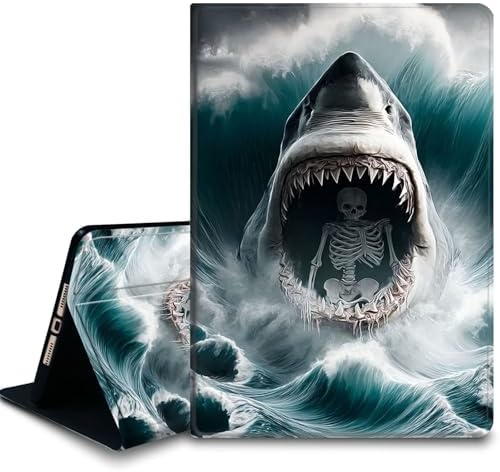 Bxgolkgd Tablet Case for Samsung Galaxy Tab E 9.6 Inch 2015(SM-T560/T561/T567),Shockproof Stand Cover with Heat Dissipation,Auto Wake/Sleep Function,Shark Skull