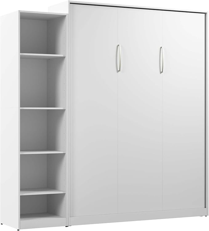 Bestar Queen Murphy Bed with Closet Organizer, White, Claremont, 85W | Closet Organizer; supports up to 1000 lb; min. ceiling height 88 in.; for guest room or multipurpose space; 10-year warranty